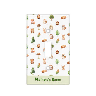 Woodland Forest Animals Pattern Nursery Light Switch Cover