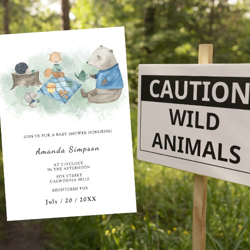 Woodland forest _ Animals picnic _ Baby Shower Invitation