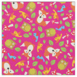 Woodland Forest Animals Pink Fabric