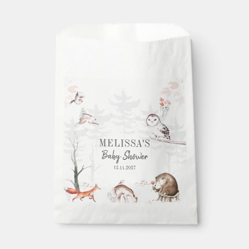 Woodland Forest Animals Rustic Baby Shower Favor Bag