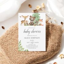 Woodland Forest Animals Rustic Baby Shower Invitation