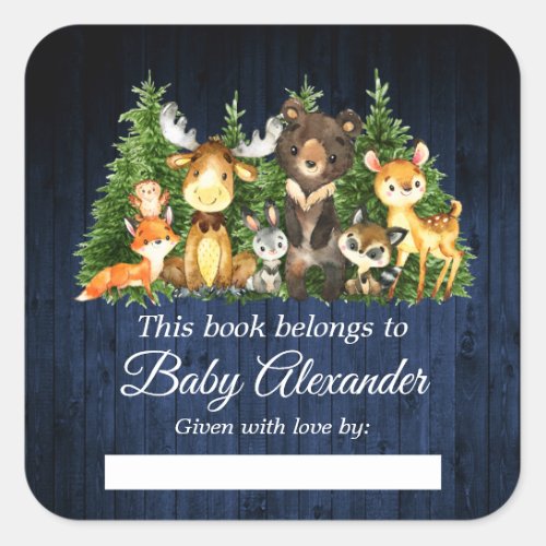 Woodland Forest Animals Rustic Shower Book Labels