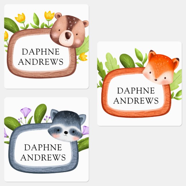 Woodland Forest Animals School Daycare Labels (Group)