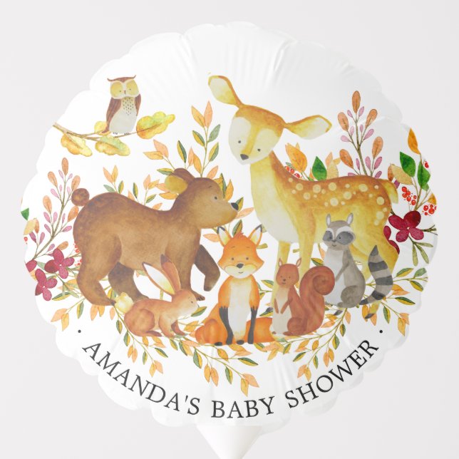 Woodland Forest Animals Shower Balloon (Front)