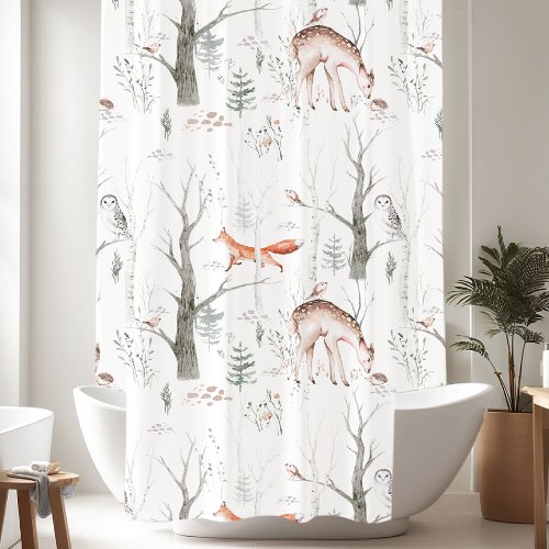 Woodland Forest Animals Shower Curtain