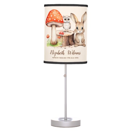 Woodland Forest Animals Table Lamp (Front)