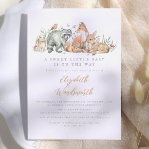 Woodland Forest Animals Vintage Baby Shower Invitation