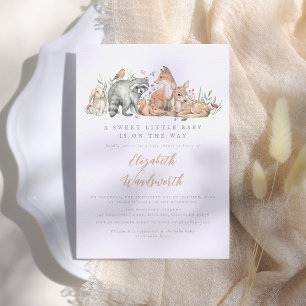 Woodland Forest Animals Vintage Baby Shower Invitation