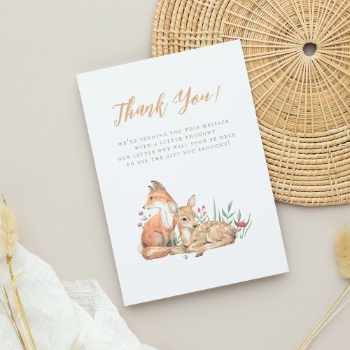 Woodland Forest Animals Vintage Baby Shower Thank You Card