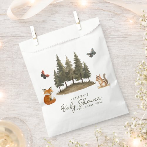 Woodland Forest Animals Watercolor Baby Shower Favor Bag
