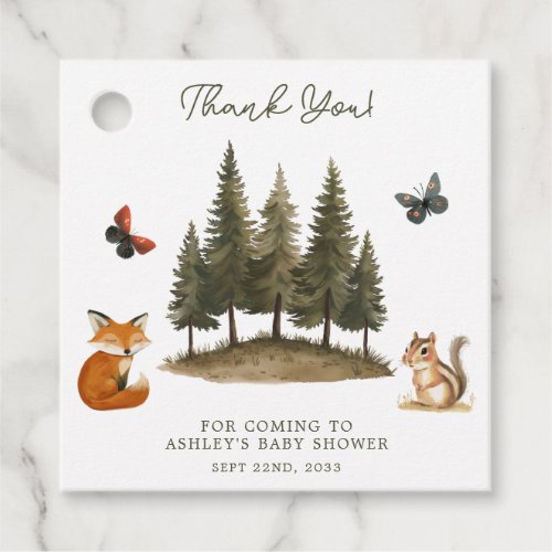 Woodland Forest Animals Watercolor Baby Shower Favor Tags