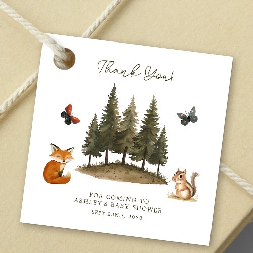 Woodland Forest Animals Watercolor Baby Shower Favor Tags