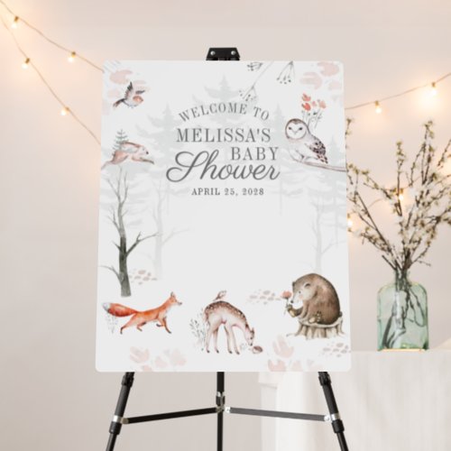 Woodland Forest Animals Watercolor Baby Shower Foam Board