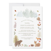 Woodland Forest Animals Watercolor Baby Shower Invitation