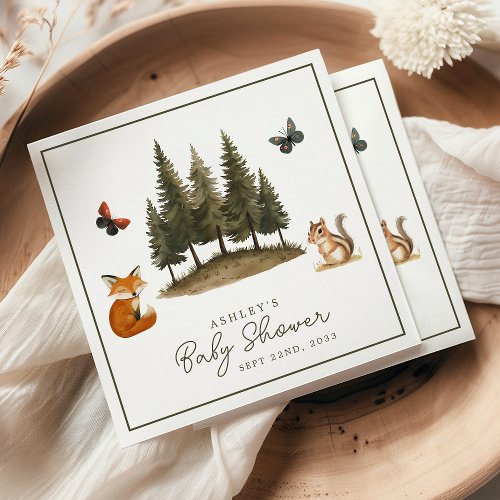 Baby Shower Tableware 18 Woodland Forest Animals Watercolor Baby Shower Napkins