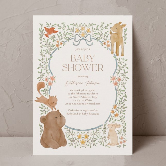 Woodland Forest Animals Watercolor Boy Baby Shower Invitation (Creator Uploaded)