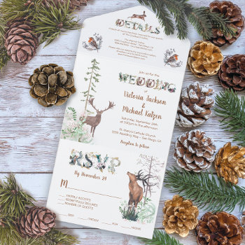 Woodland Forest Animals Wedding All In One Invitation by McBooboo at Zazzle