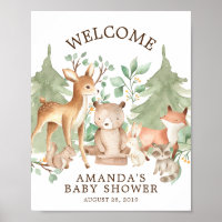 Woodland Forest Animals Welcome Baby Shower Poster