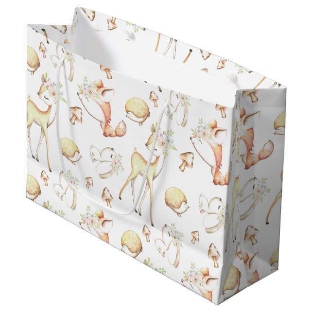 Woodland Forest Babies Large Gift Bag (Front Angled)