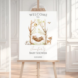 Woodland Forest Baby Boy Shower Welcome Sign Board