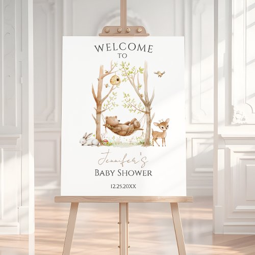 Woodland Forest Baby Boy Shower Welcome Sign Board