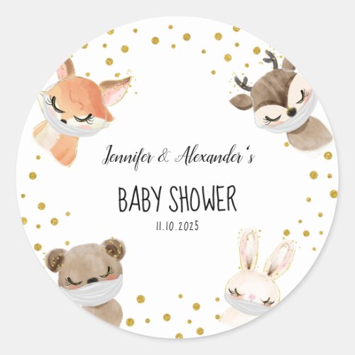 Woodland Forest Baby Shower Classic Round Sticker
