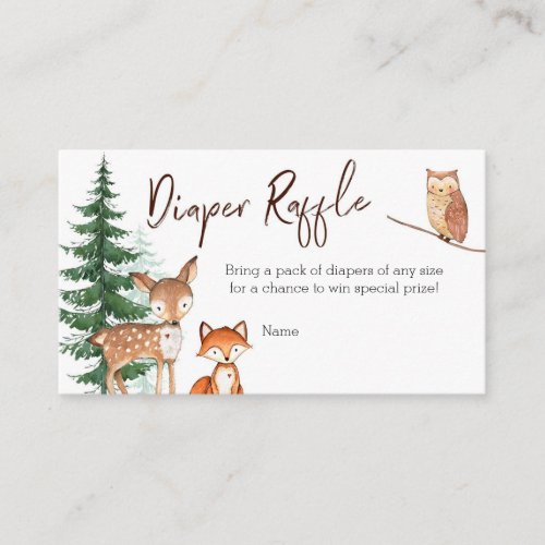 Woodland Forest Baby Shower _ Diaper Raffle Card