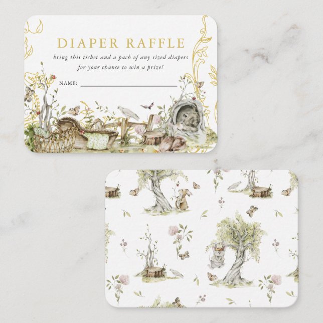 Woodland Forest Baby Shower | Diaper Raffle Enclosure Card (Front/Back)
