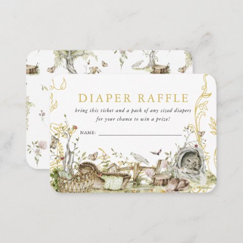 Woodland Forest Baby Shower  Diaper Raffle Enclosure Card