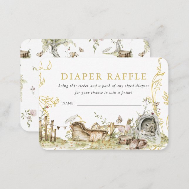 Woodland Forest Baby Shower | Diaper Raffle Enclosure Card (Front/Back)