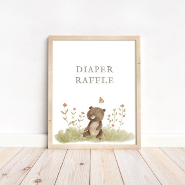 Woodland Forest Baby Shower Diaper Raflle Sign (Creator Uploaded)