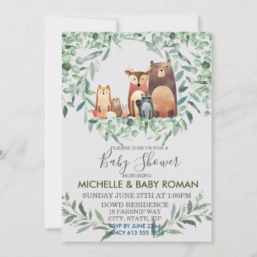 Woodland Forest Baby Shower Invitation