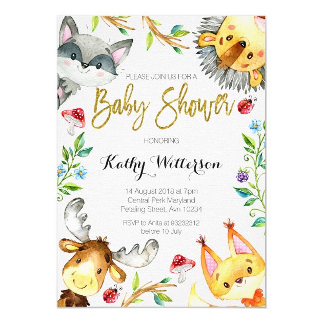 Woodland Forest Baby Shower Invitation