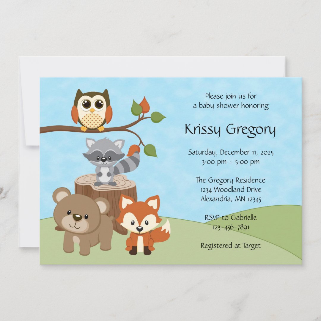 Woodland Forest Baby Shower Invitations | Zazzle