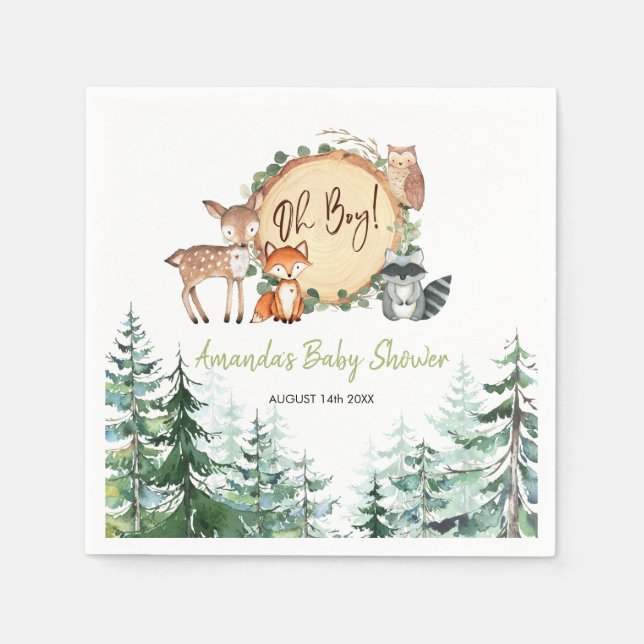 Woodland Forest Baby Shower Paper Napkins (Front)