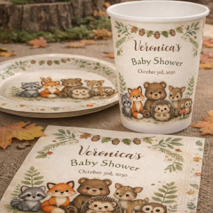 Woodland Forest Baby Shower Paper Plates