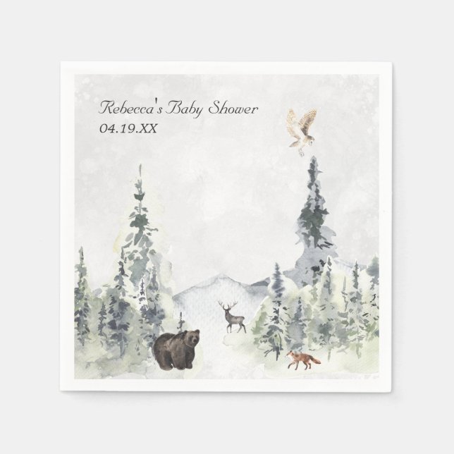 Woodland Forest Baby Shower Personalized Napkins (Front)