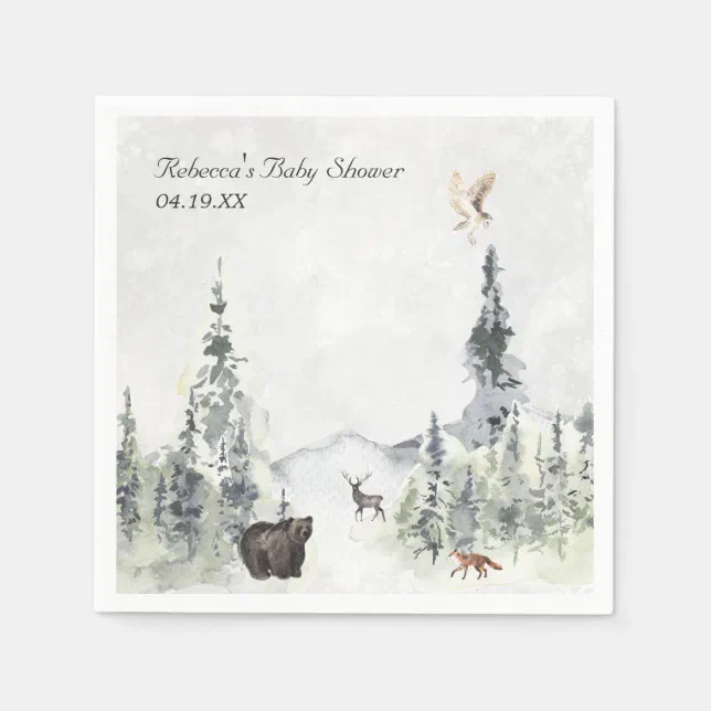 Woodland Forest Baby Shower Personalized Napkins | Zazzle