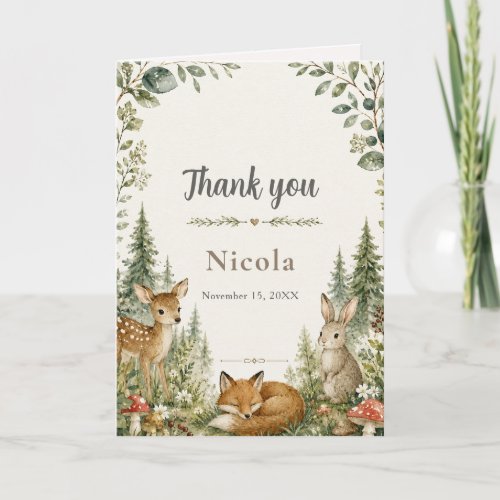 Woodland Forest Baby Shower Thank You Card