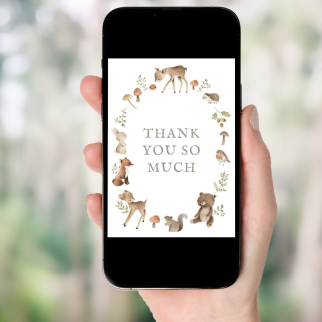 Woodland Forest Baby Shower Thank You Card (Front Digital)