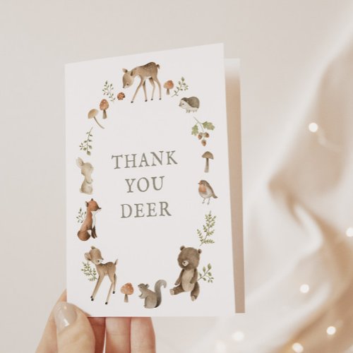 Woodland Forest Baby Shower Thank You Deer Card