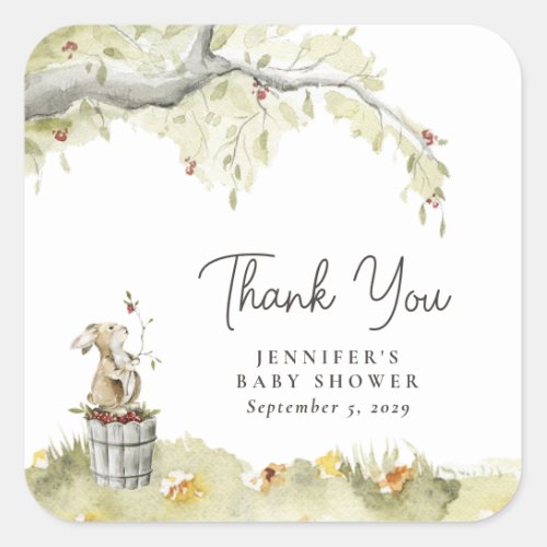 Woodland Forest Baby Shower Thank You Square Sticker