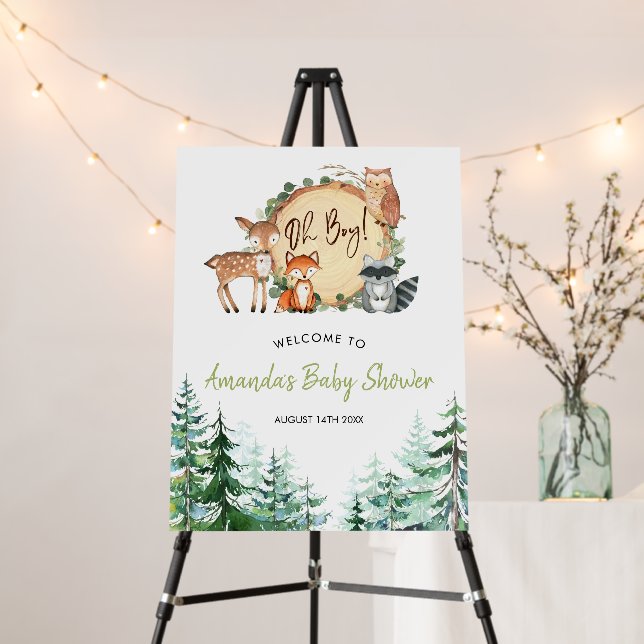 Woodland Forest Baby Shower Welcome Foam Board (In Situ (Stand))