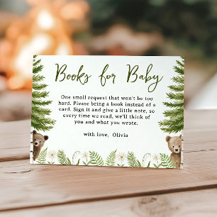 Woodland Forest Bear Books for Twin Baby Shower Enclosure Card