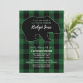 Woodland Forest Bear Lumberjack Plaid Baby Shower Invitation (Standing Front)