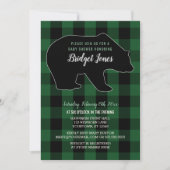 Woodland Forest Bear Lumberjack Plaid Baby Shower Invitation (Front)