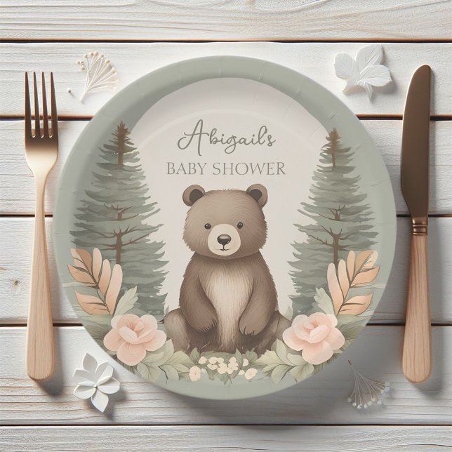 Woodland Forest Bear Paper Plates (Creator Uploaded)