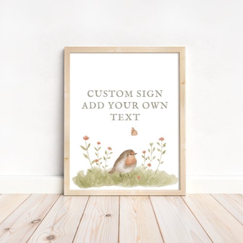 Woodland Forest Bird Baby Shower Custom Text Poster