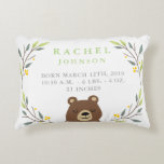 Woodland Forest Birth Stats - Bear Nursery Pillow at Zazzle