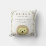 Woodland Forest Birth Stats- Lion Nursery Pillow at Zazzle